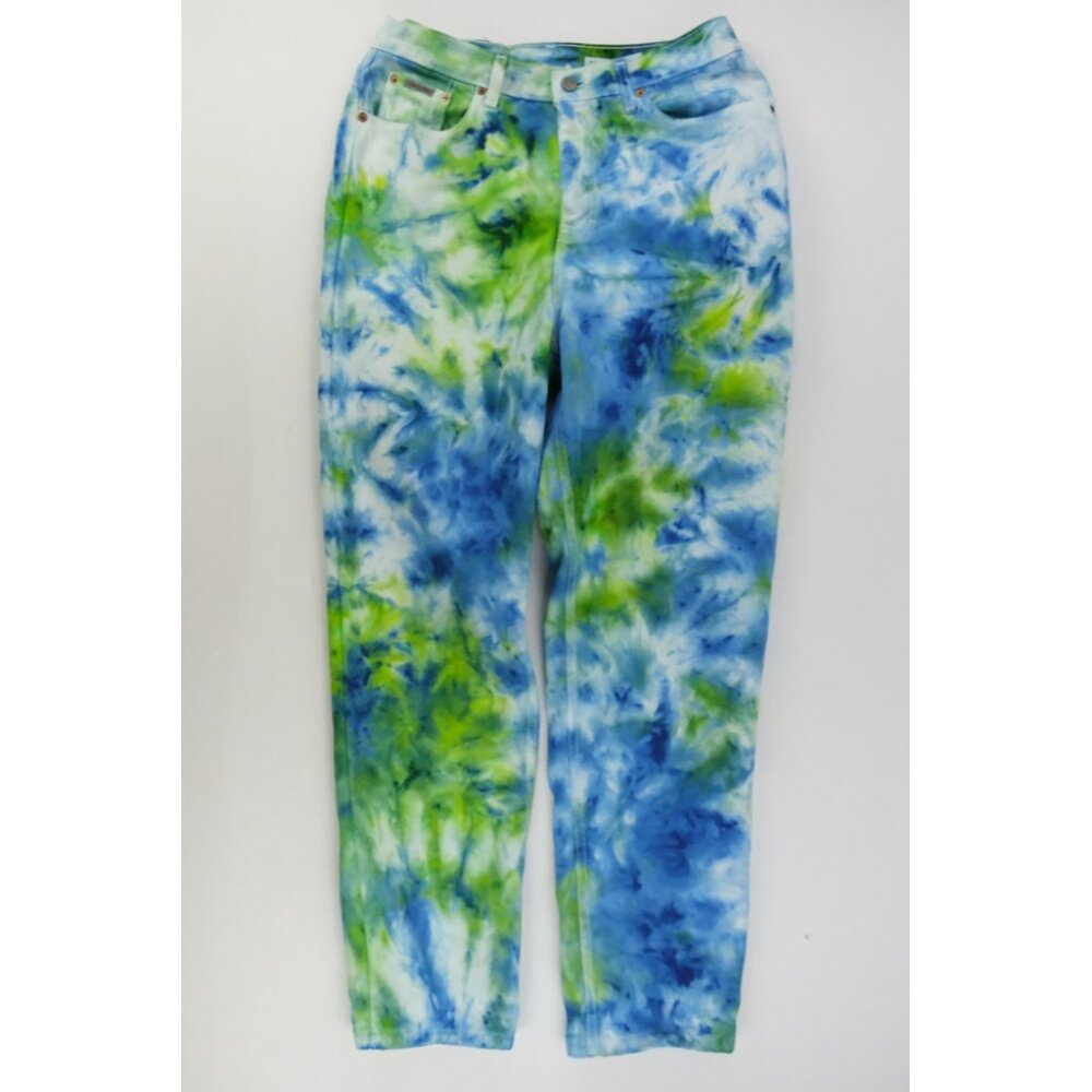 Vintage Calvin Klein Jeans Womens 14 Tie Dye Straight Leg 1990s Retro Blue 29x30